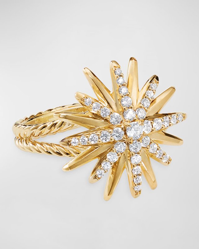 Starburst Ring in 18K Yellow Gold with Diamonds, Size